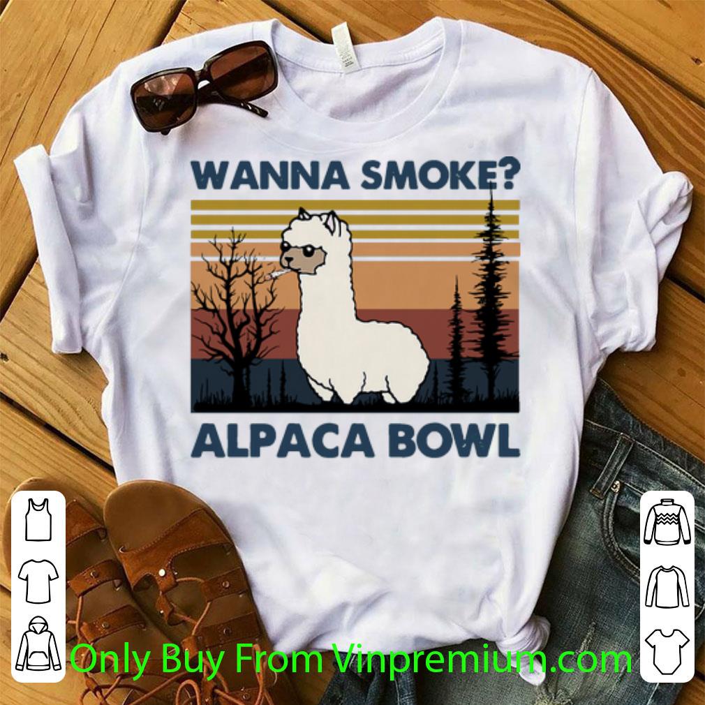 Great Vintage Llama Wanna Smoke Alpaca Bowl shirt
