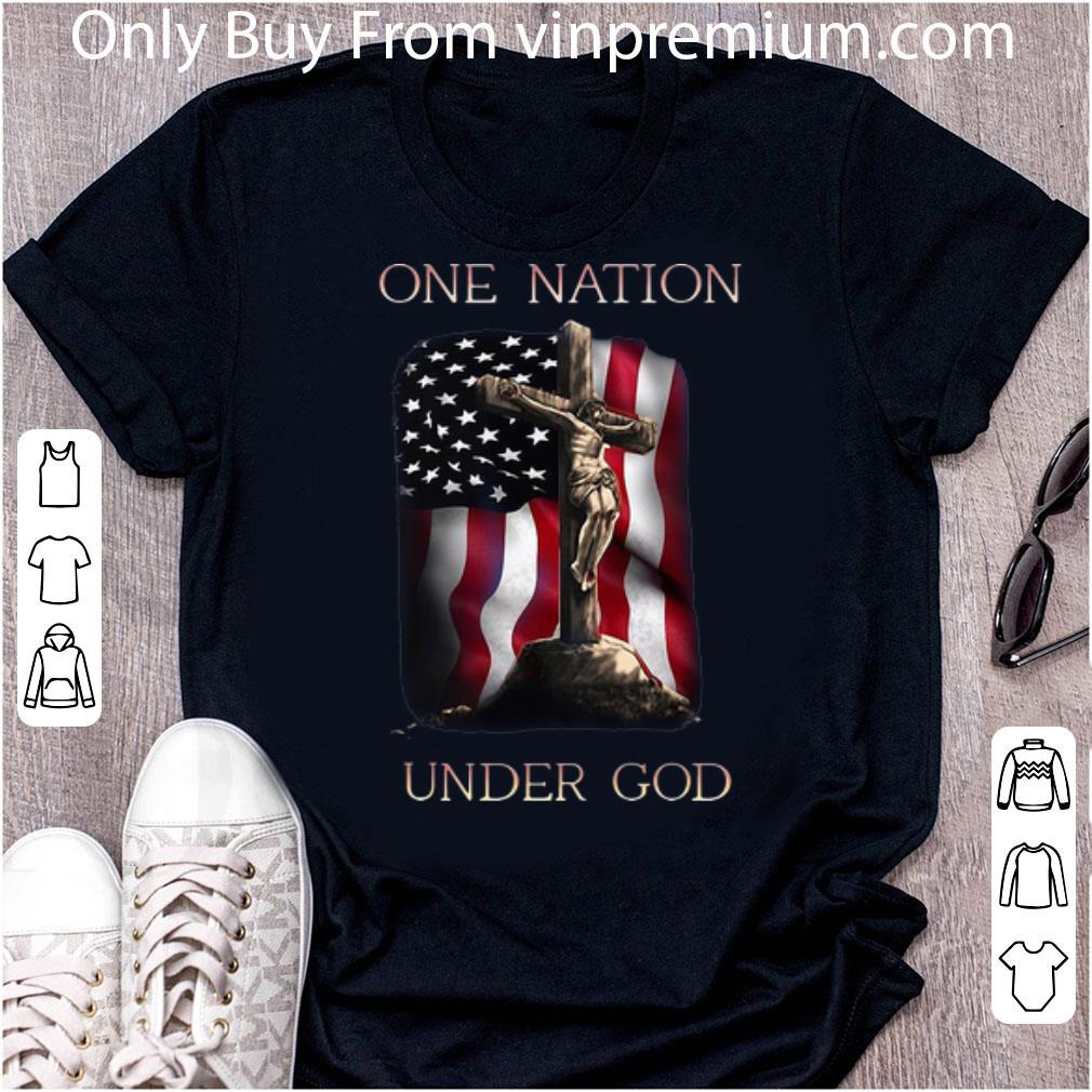 Awesome One Nation Under God Jesus American Flag shirt