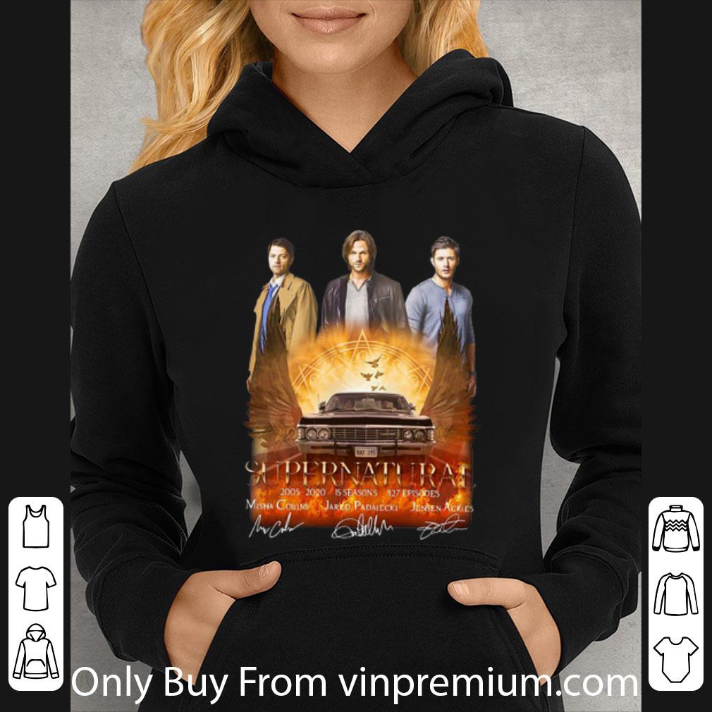 74781dc6 awesome supernatural 15 seasons 327 episodes 2005 2020 signatures shirt 4 - Awesome Supernatural 15 Seasons 327 Episodes 2005-2020 Signatures shirt