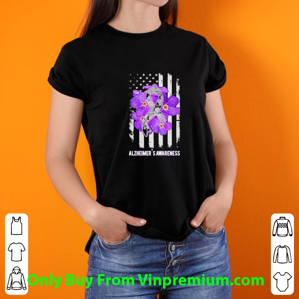 Hot Forget Me Not Alzheimer’s Awareness Flowers American Flag shirt ...