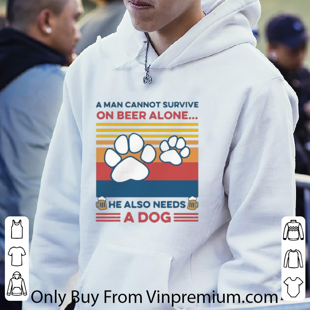 391b00d2 nice vintage a man cannot survive on beer alone he also needs a dog shirt 4 - Nice Vintage A Man Cannot Survive On Beer Alone He Also Needs A Dog shirt