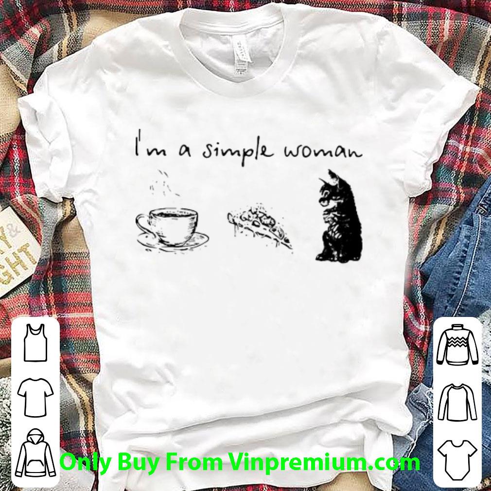 Original I’m A Simple Woman Coffee Pizza And Cat shirt