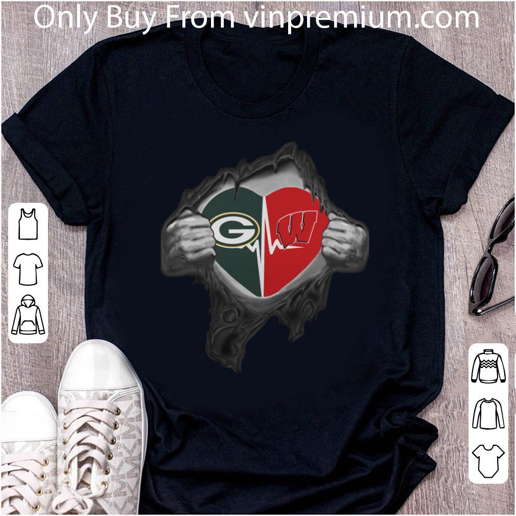 Pretty Green Bay Packers Inside My Heart Wisconsin Badgers shirt