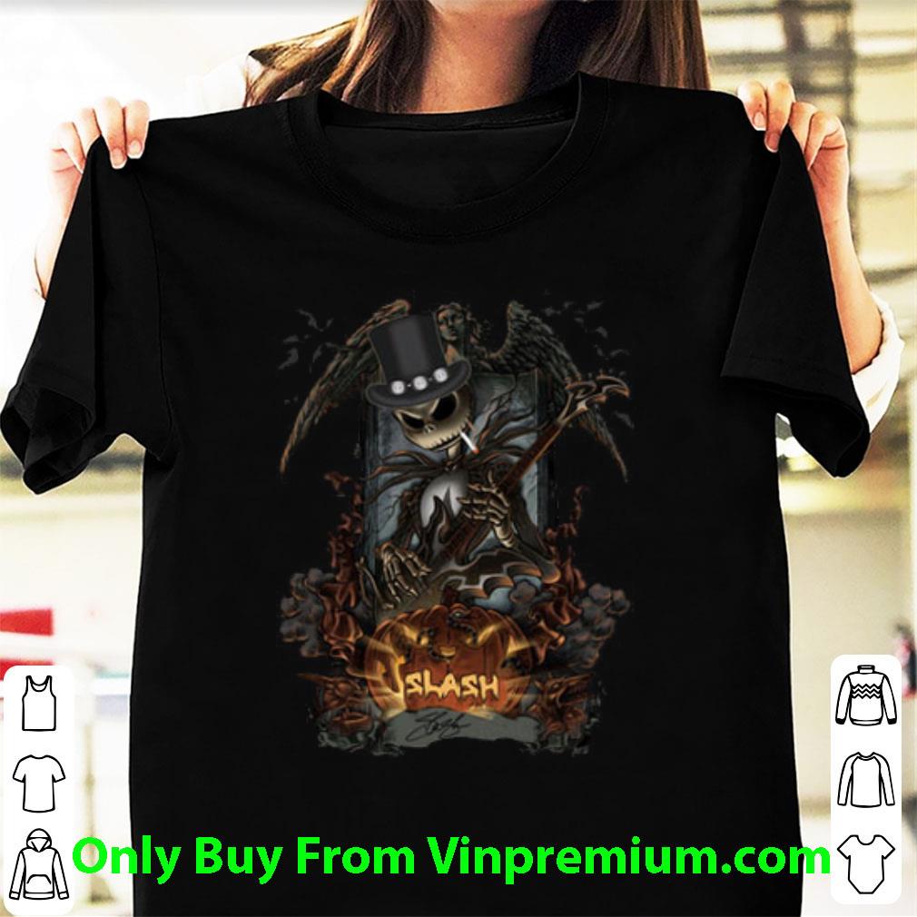 Great Jack Skellington Smoking Slash Pumpkin Signature Halloween shirt