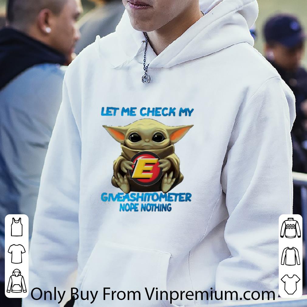 f341ad7a original star wars baby yoda hug estes express lines let me check my giveashitometer nope nothing shirt 4 - Original Star Wars Baby Yoda Hug Estes Express Lines Let Me Check My Giveashitometer Nope Nothing shirt