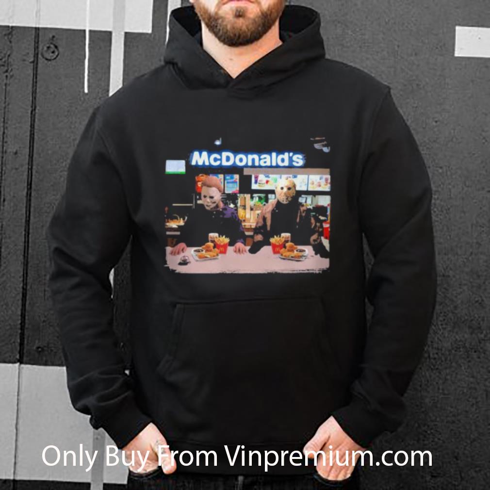 d0fed4fc top halloween jason voorhees michael myers mcdonald s shirt 4 - Top Halloween Jason Voorhees Michael Myers Mcdonald’s shirt