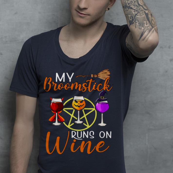 ecc95e44 premium supernatural my broomstick runs on wine shirt 4 - Premium Supernatural My Broomstick Runs On Wine Shirt