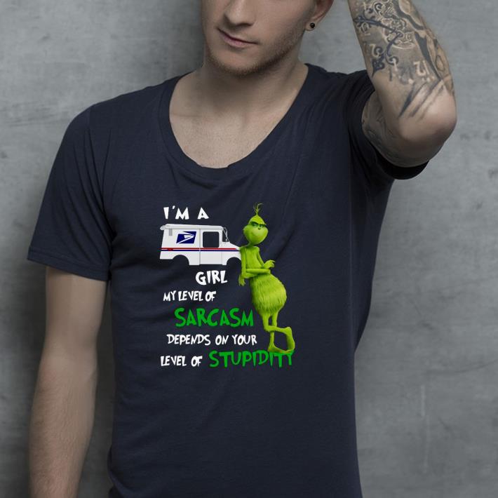 a093ddf3 nice grinch i m a usps girl my level of sarcasm depends on your level of stupidity shirt 4 - Nice Grinch I’m A USPS Girl My Level Of Sarcasm Depends On Your Level Of Stupidity Shirt