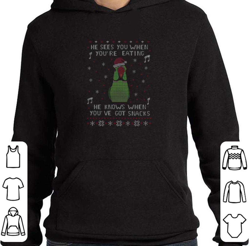 2293f2dd pretty parrot he sees you when you re eating he knows when you ve got snacks ugly christmas sweater shirt 4 - Pretty Parrot He Sees You When You’re Eating He Knows When You’ve Got Snacks Ugly Christmas Sweater shirt