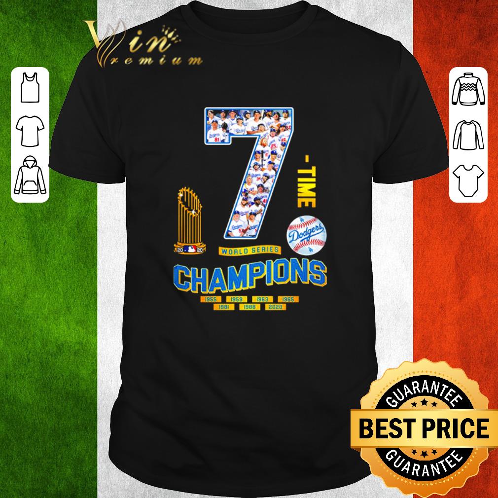 Funny Los Angeles Dodgers 7 time world series champions 1955-2020 shirt