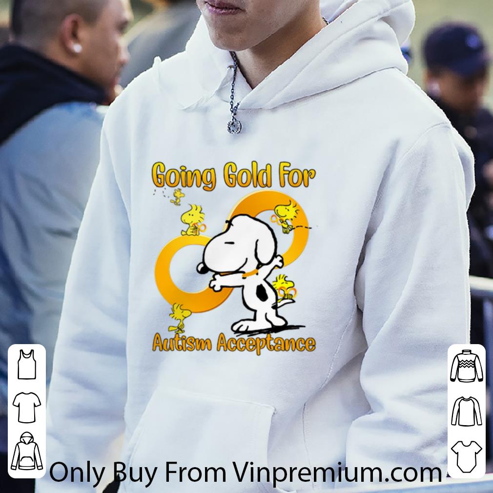 1717aebd nice snoopy and woodstock going gold for autism acceptance shirt 4 - Nice Snoopy and Woodstock going gold for Autism acceptance shirt