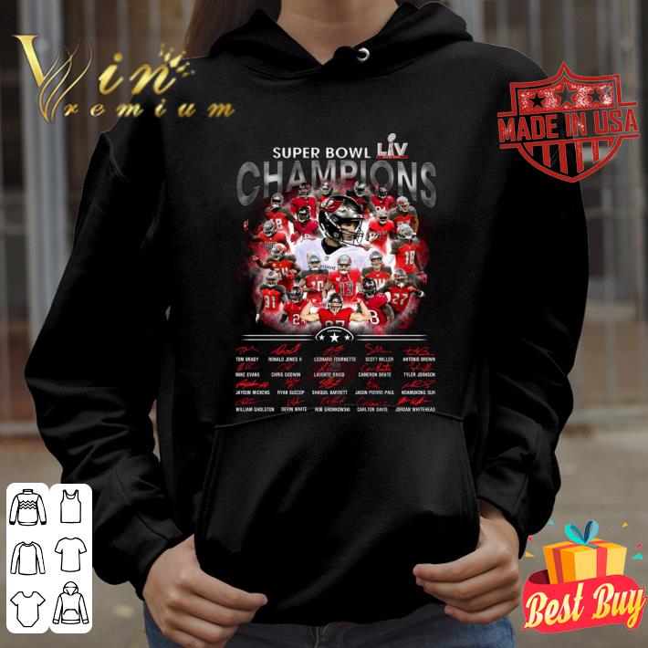 f3e8ff2f team nfl tampa bay buccaneers super bowl liv champions signatures shirt 4 - Awesome Team NFL Tampa Bay Buccaneers Super Bowl LIV Champions Signatures Shirt