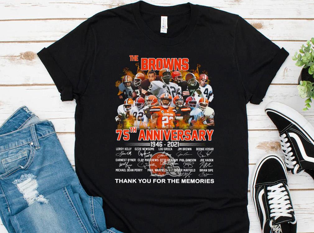 Hot Cleveland Browns 75th Anniversary 1946 2021 Shirt, Thank You For The Memories Cleveland Browns Shirt