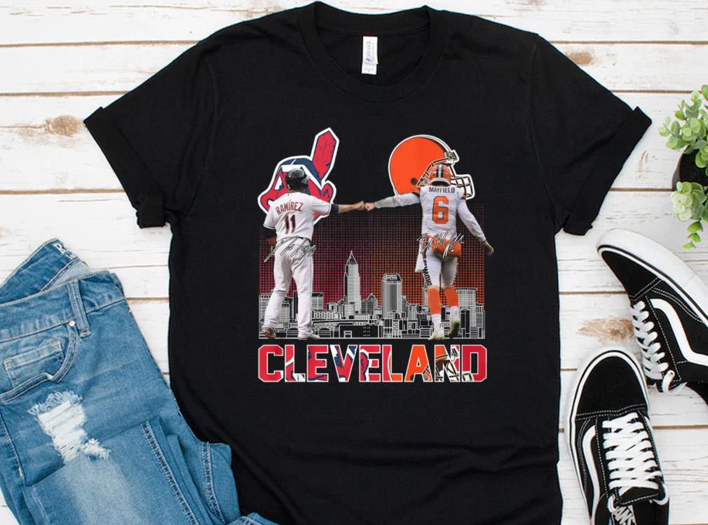 Hot Cleveland Indians Ramirez And Cleveland Browns Mayfield Shirt, Jose Ramirez and Baker Mayfield Shirt