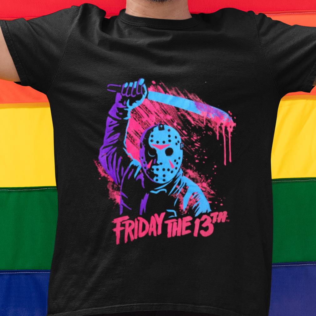 Premium Friday The 13th Jason Voorhees Neon Swinging Machete T-Shirt, Women Shirt