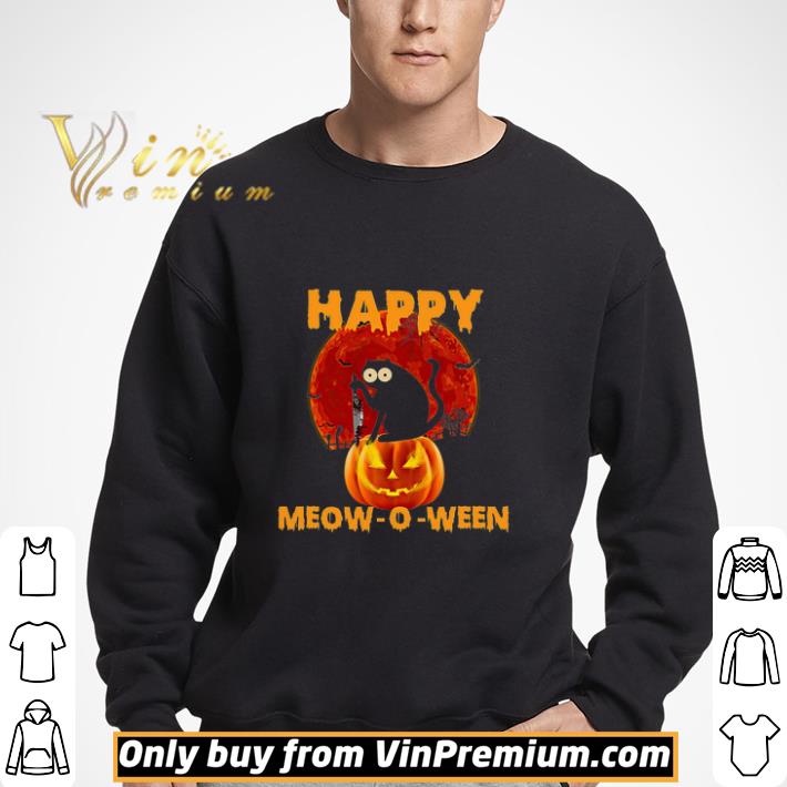 Black Cat Pumpkin Happy Meow O Ween Happy Halloween shirt