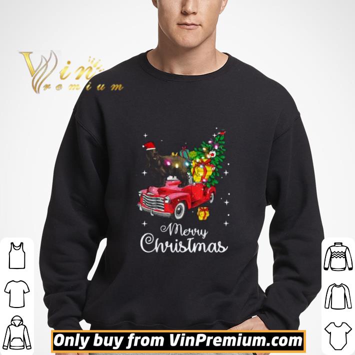 English Cocker Spaniel Rides Truck Merry Christmas shirt