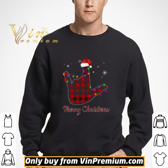Merry Christmas Color Light Sign Language Santa Hat shirt