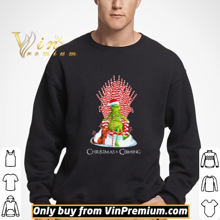 Grinch Christmas Coming Candy Cane Throne shirt