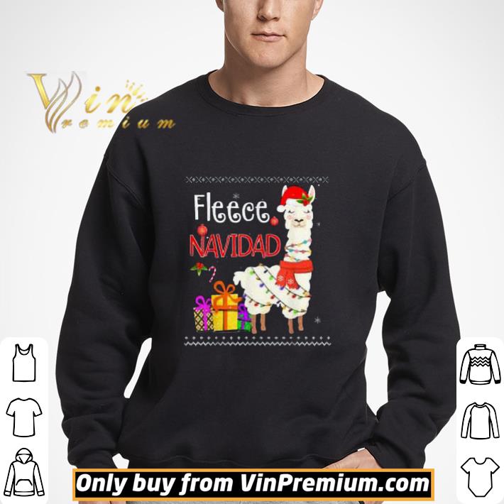 Fleece Feliz Navidad Llama Santa Merry Christmas shirt