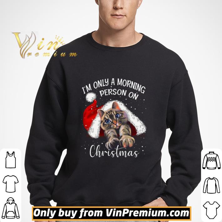 Cat Hat Santa I'm Only A Morning Person On Christmas shirt