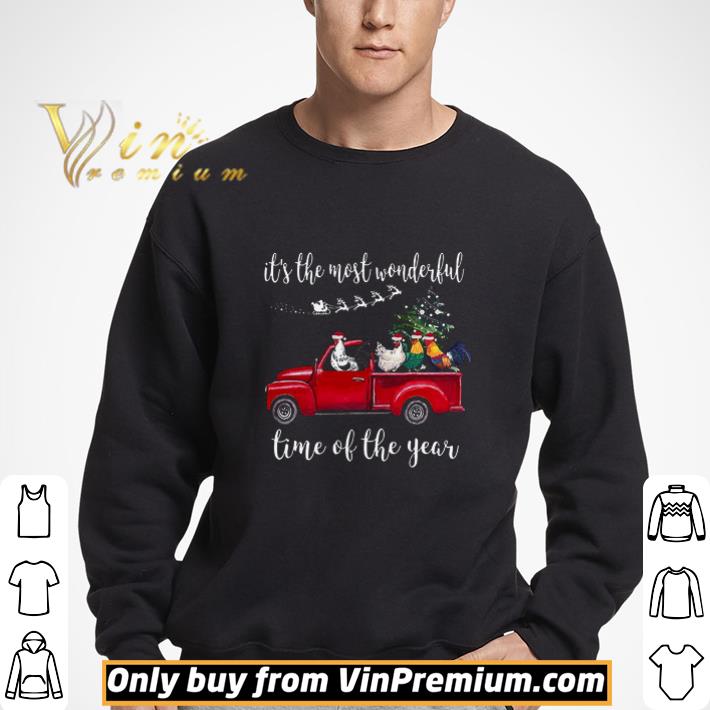 Chickens Santa Christmas It's The Most Wonderful Time Of The Year shirt