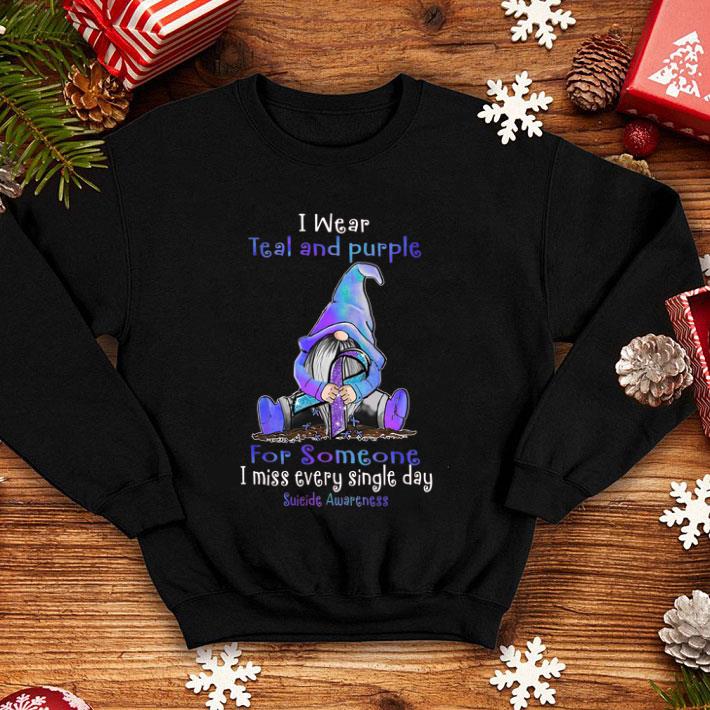 Gnome I Wear Teal And Purple Suicide Awareness shirt