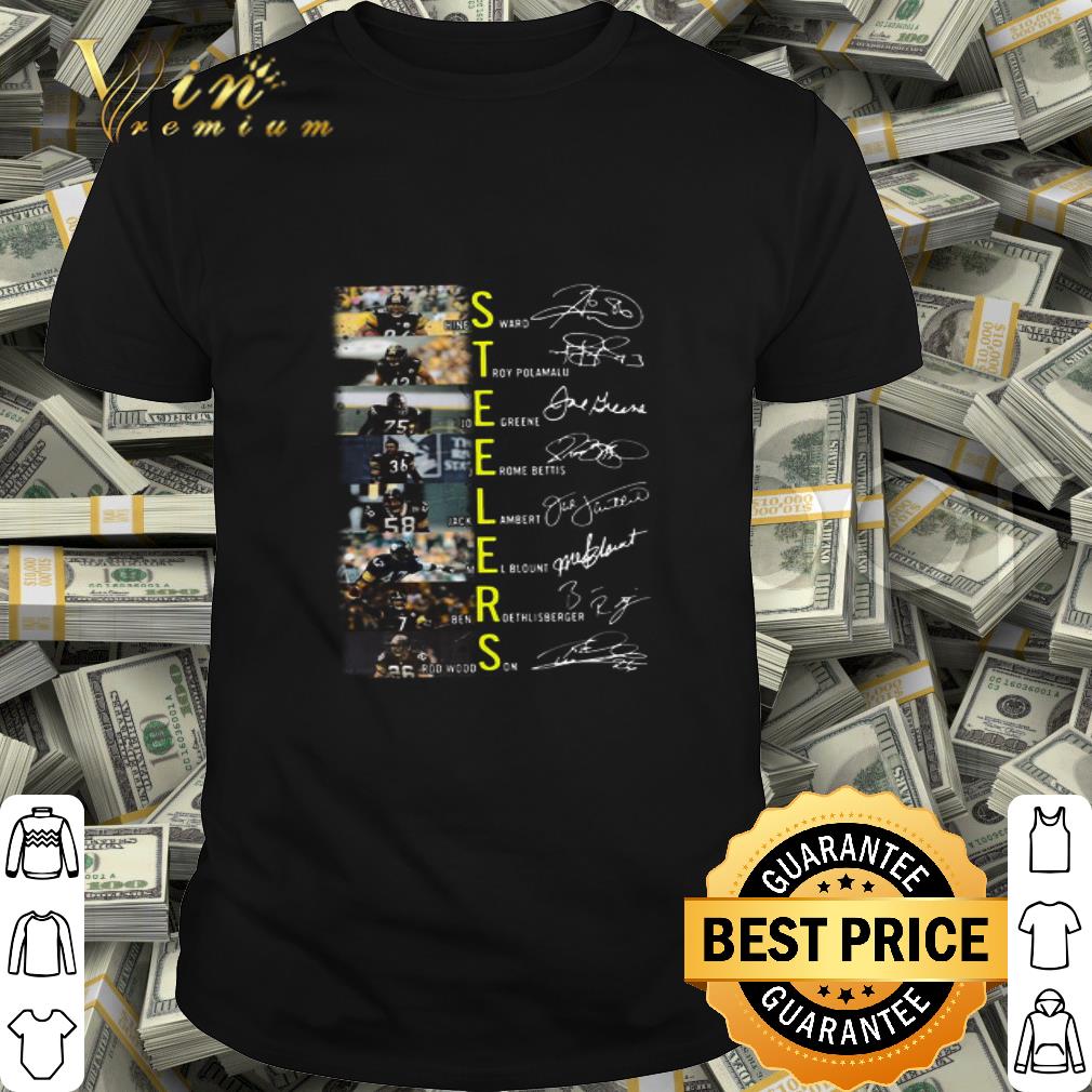 Pittsburgh Steelers signed Hines Ward Troy Polamalu Joe Greene shirt