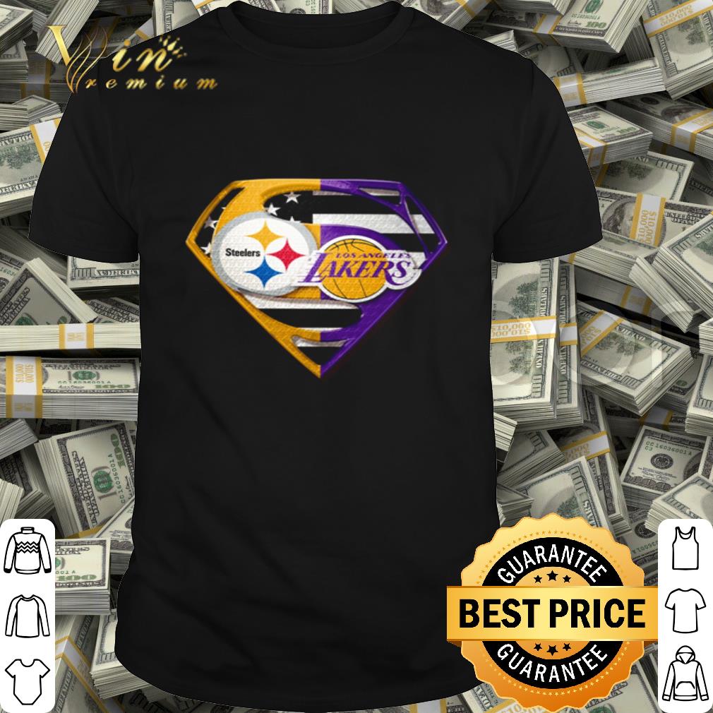 Pittsburgh Steelers and Los Angeles Lakers inside Superman logo shirt