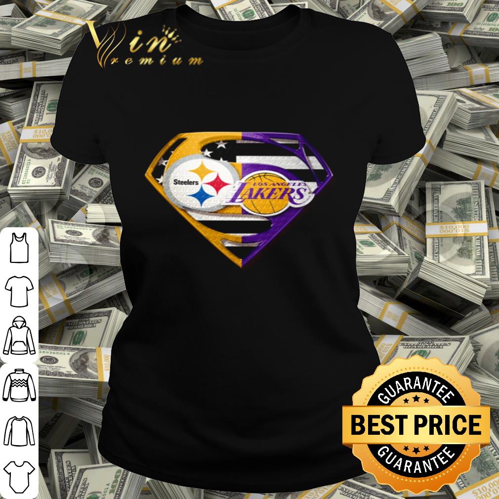 Pittsburgh Steelers and Los Angeles Lakers inside Superman logo shirt