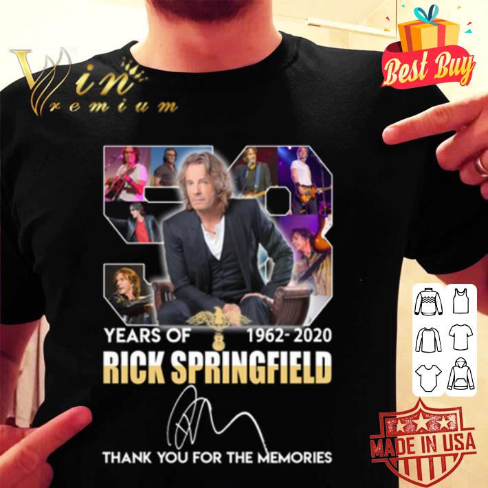 58 Years of Rick Springfield 1962-2020 signed thank you for the memories shirt