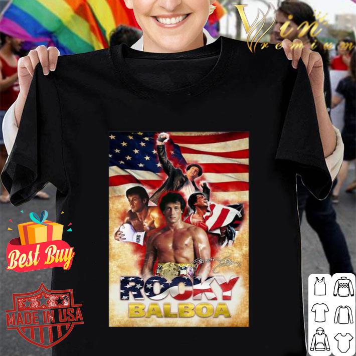 Rocky Balboa Signatures Poster American Flag Independence Day shirt