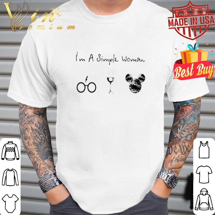 I’m A Simple Woman Harry Potter Wine Glass Mickey Mouse Disney shirt