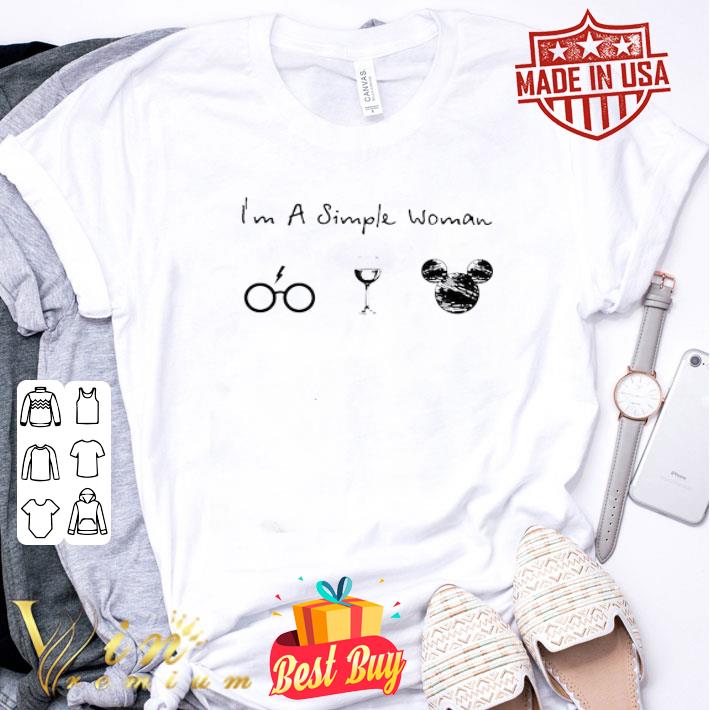 I’m A Simple Woman Harry Potter Wine Glass Mickey Mouse Disney shirt