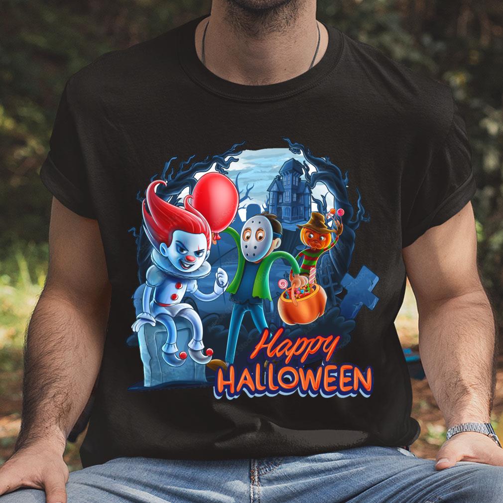 Chibi Freddy Krueger Michael Myers It Shirt, Happy Halloween Shirt 4 Chibi Freddy Krueger Michael Myers It Shirt, Happy Halloween Shirt