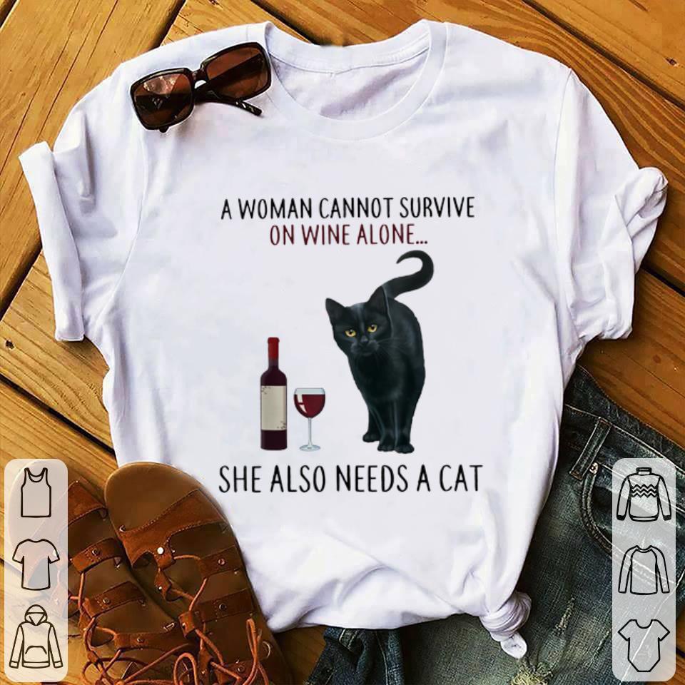 A Woman Cannot Survive On Wine Alone She Also Need A Cat Youth tee 1 - A Woman Cannot Survive On Wine Alone She Also Need A Cat Youth tee