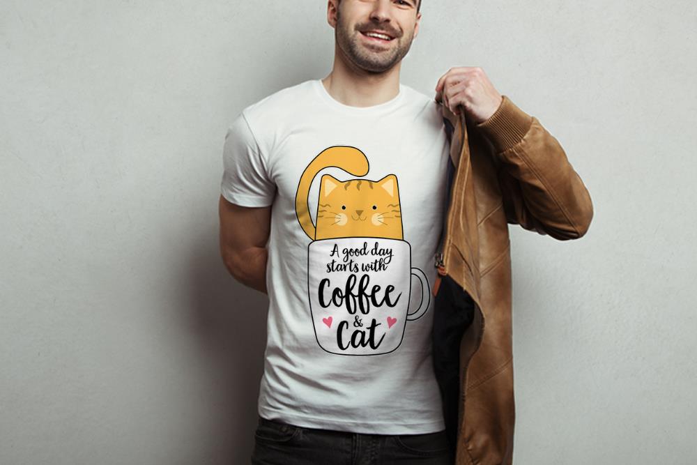 Premium A Good Day Starts With Coffee And Cat shirt 1 - Premium A Good Day Starts With Coffee And Cat shirt