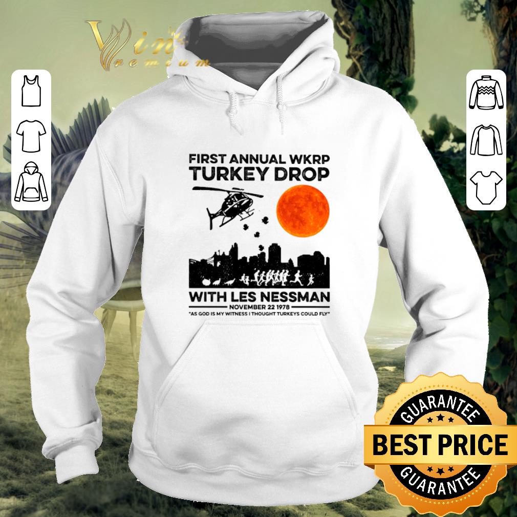 Pretty First annual wkrp Turkey drop with less nessman sunset shirt 4 - Pretty First annual wkrp Turkey drop with less nessman sunset shirt