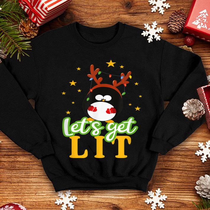 Official Cute Penguin With Lighted Antlers Lets get lit Christmas shirt 4 - Official Cute Penguin With Lighted Antlers - Lets get lit Christmas shirt