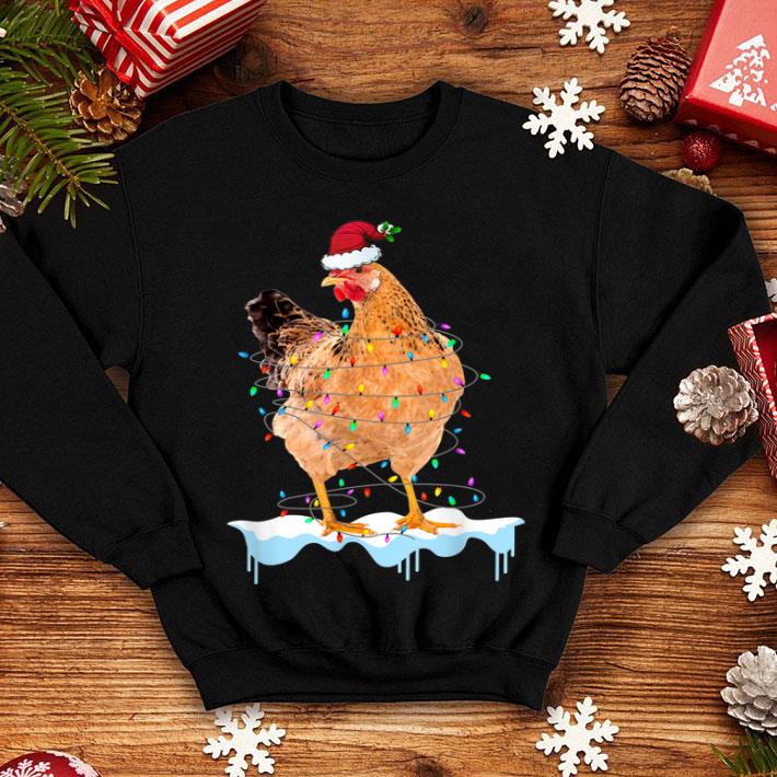 Pretty Chicken Lights Santa Hat Christmas Chicken Lover Xmas Gift shirt 4 - Pretty Chicken Lights Santa Hat Christmas Chicken Lover Xmas Gift shirt