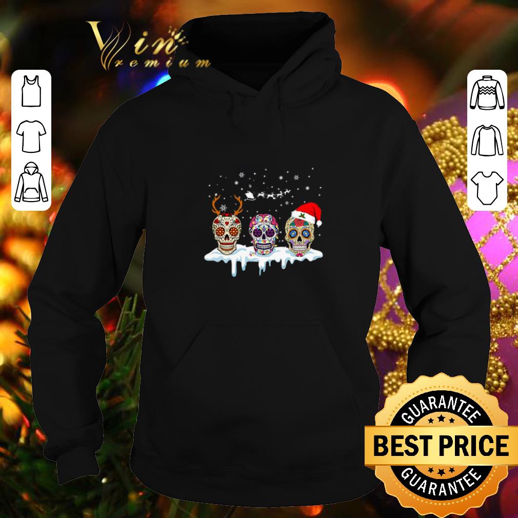 Pretty Sugar skulls with Christmas Santa hat reindeer shirt 4 - Pretty Sugar skulls with Christmas Santa hat reindeer shirt