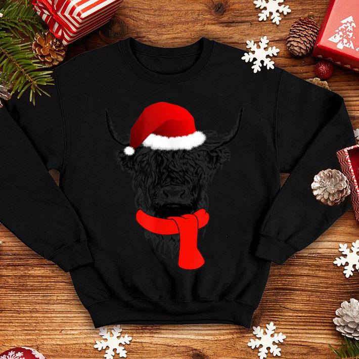 Top Funny Santa Hat Highland Cow Gift Cute Christmas shirt 4 - Top Funny Santa Hat Highland Cow Gift- Cute Christmas shirt