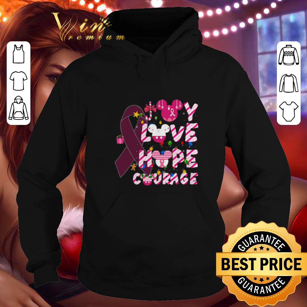 Pretty Breast Cancer Joy Love Hope Courage Mickey head Christmas shirt 4 - Pretty Breast Cancer Joy Love Hope Courage Mickey head Christmas shirt