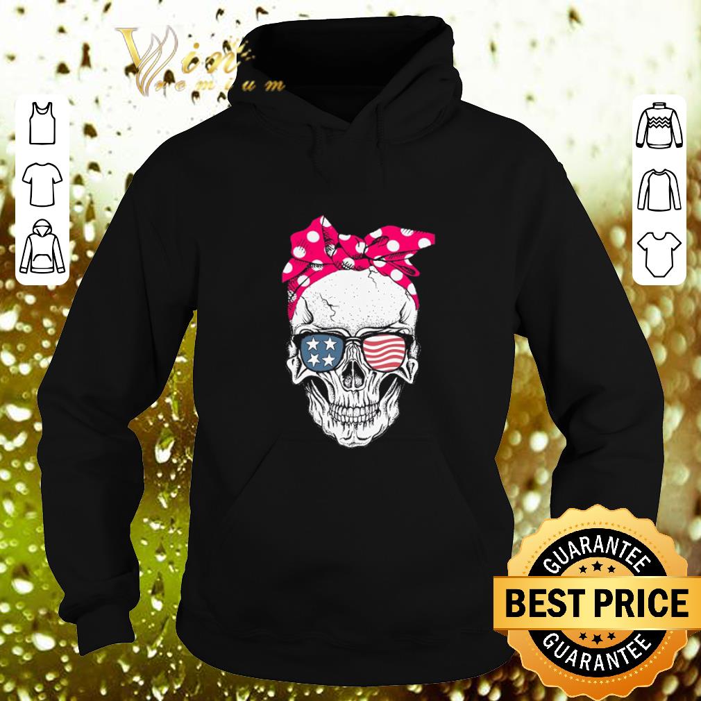 Pretty Lady Skull American flag Bow shirt 4 - Pretty Lady Skull American flag Bow shirt