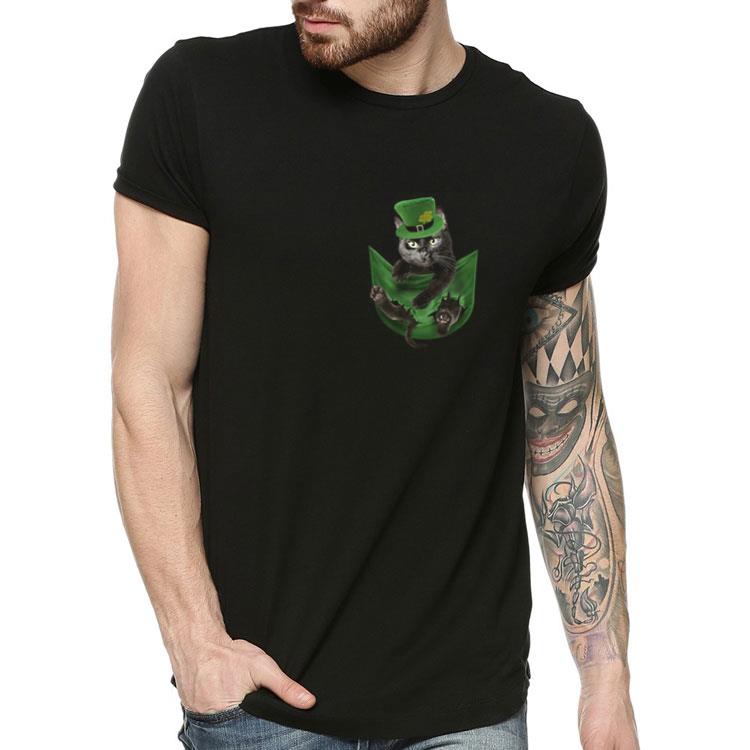 Cat in tiny pocket St Patrick s day shirt 4 - Cat in tiny pocket St.Patrick's day shirt