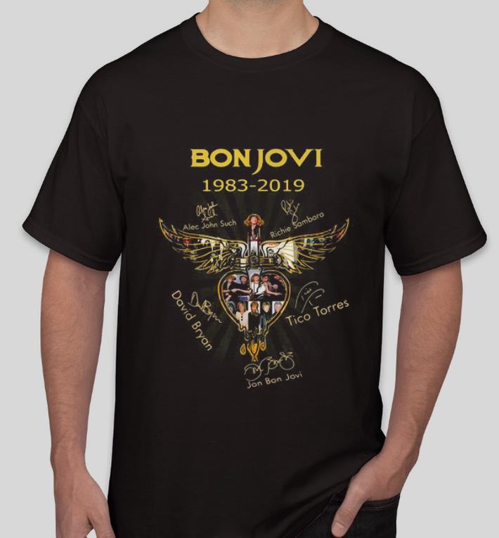 Great Bon Jovi 1983 2019 all signature Wings Cross Jesus shirt 4 - Great Bon Jovi 1983 2019 all signature Wings Cross Jesus shirt