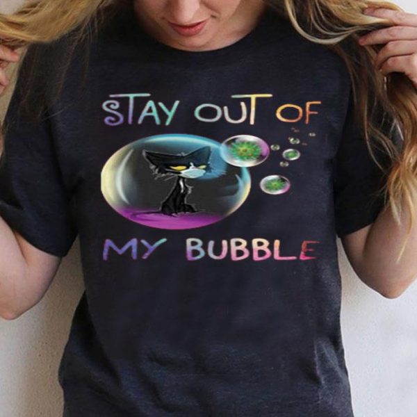 Top Black Cat Wear Mask Stay Out Of My Bubble Coronavirus shirt