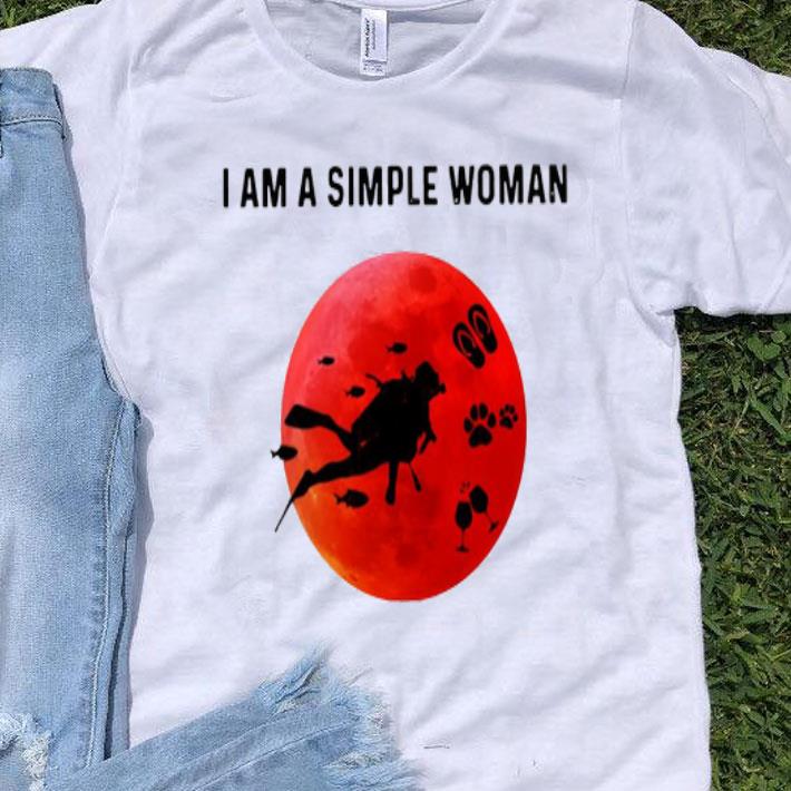 I Am A Simple Woman Scuba Diving Blood Moon Shirt