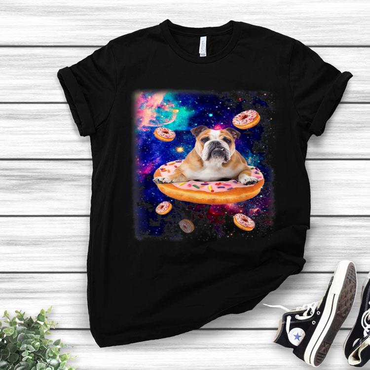 Space Bulldog Riding Donuts in Galaxy English Bulldog Shirt