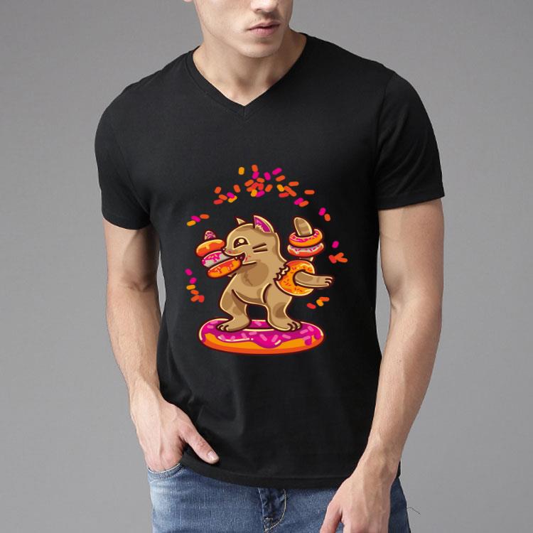 Cat Eats Donuts Cute Kitten Pet with Sweets by Finja Design Shirt